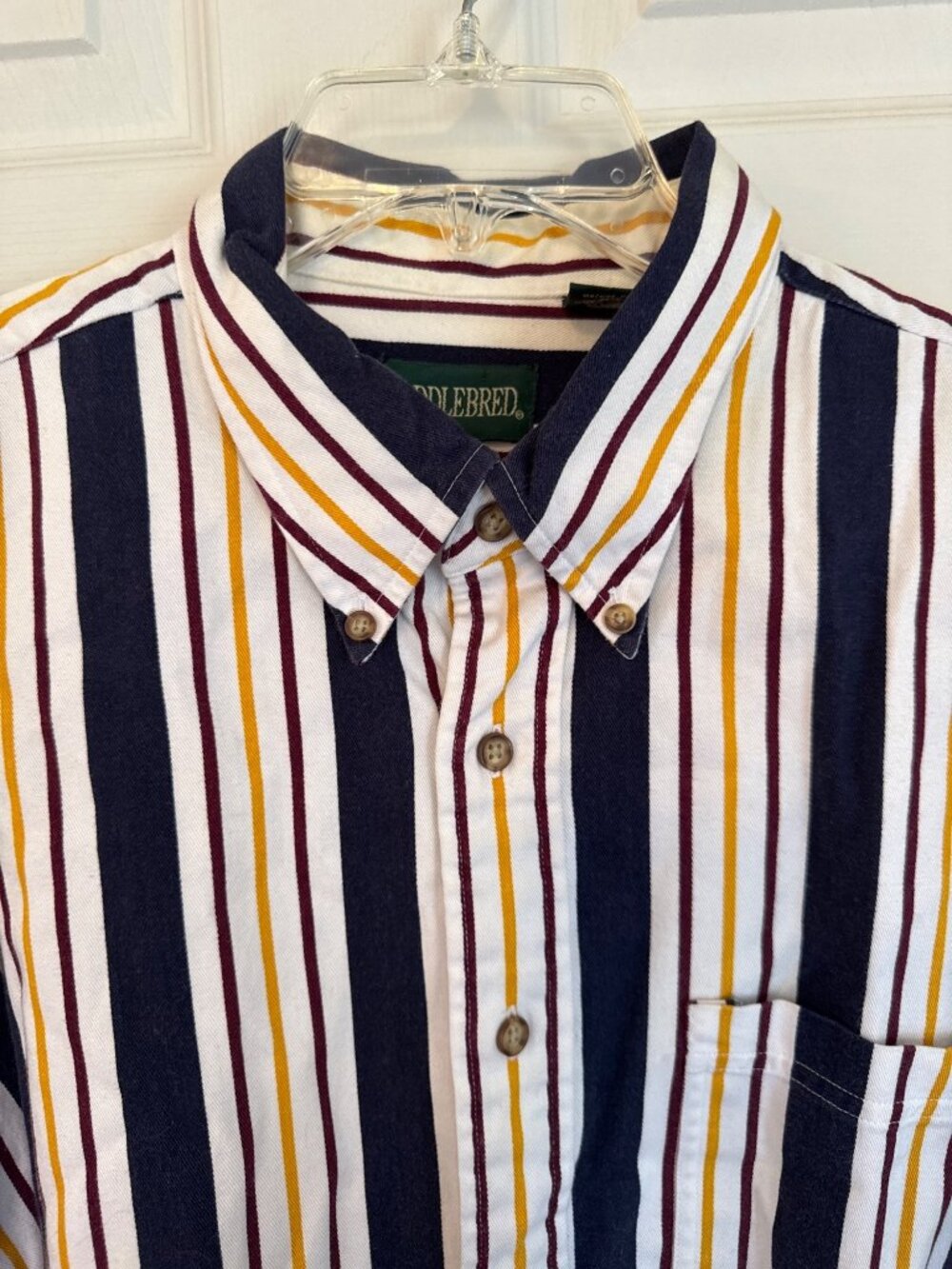 Vintage 90's Saddlebred Vertical Stripped Long Sleeve Button Down Shirt Men's XL - Picture 4 of 4